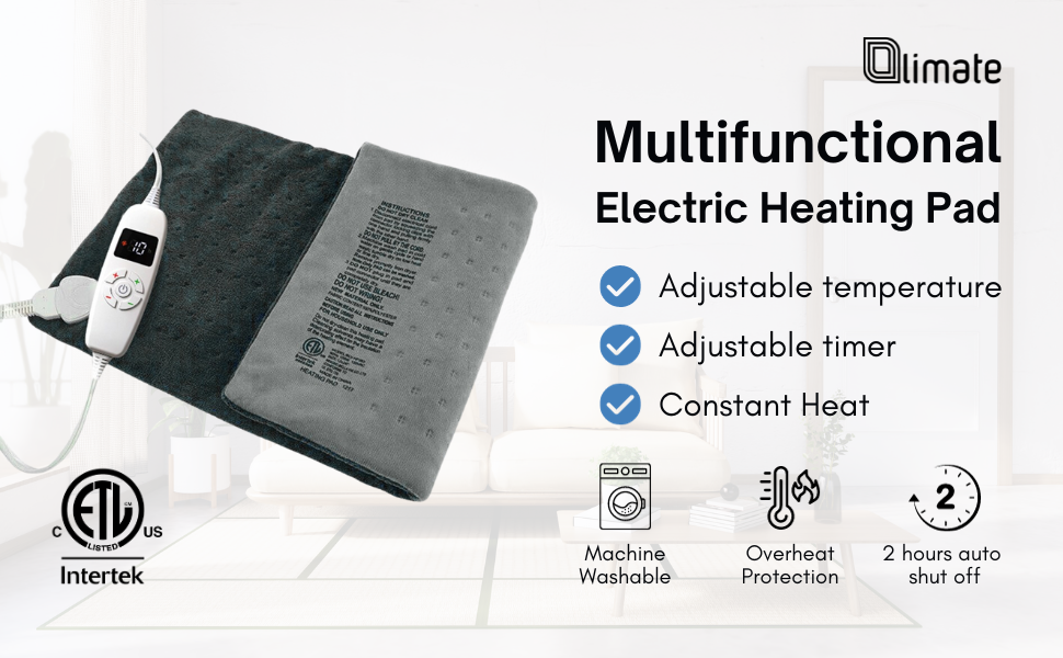 Olimate PureRelief XL Electric Heating Pad (ETL Certified) LCD