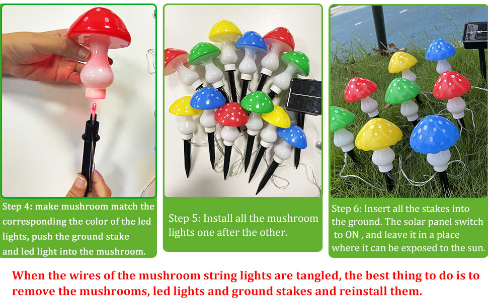 Set of 12pcs Mushroom Solar Lights Outdoor Garden Waterproof, 8
