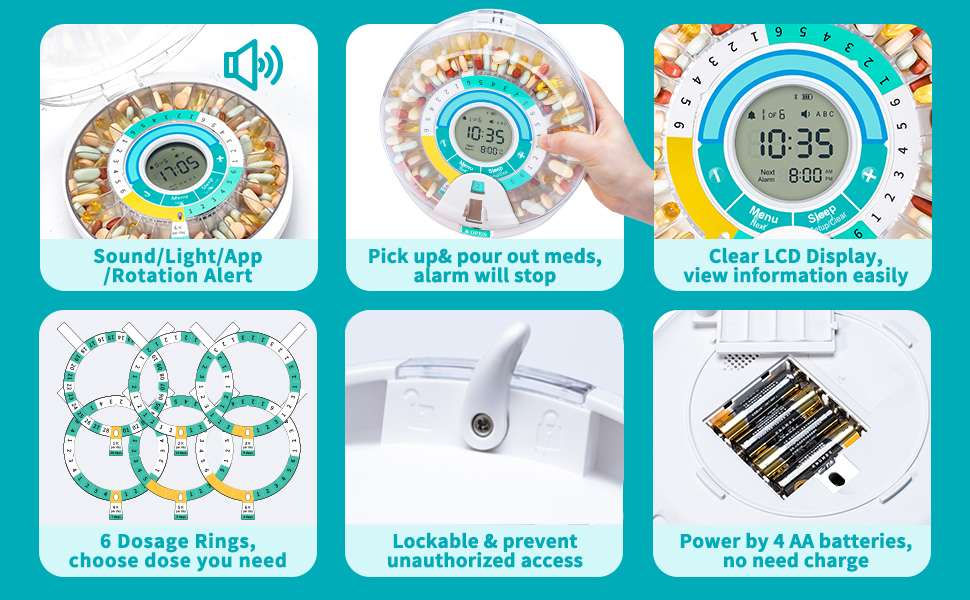pill organizer with alarm medication dispenser with alarm automatic pill dispenser