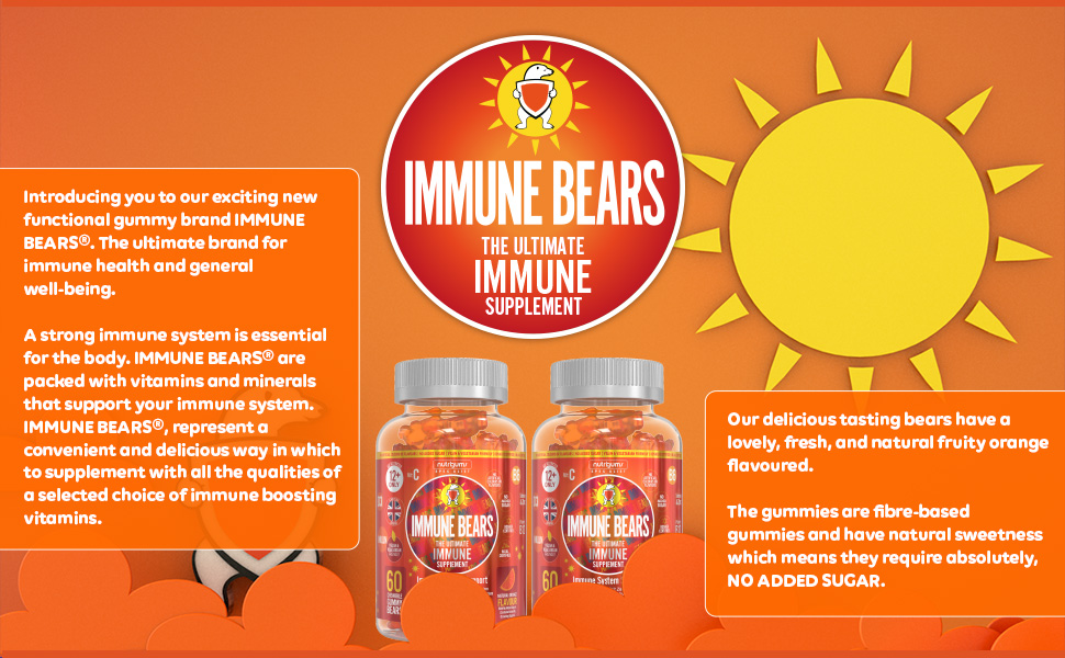 Immune Gummies 60 Vegan Orange Flavour Contains Vitamin C, Vitamin