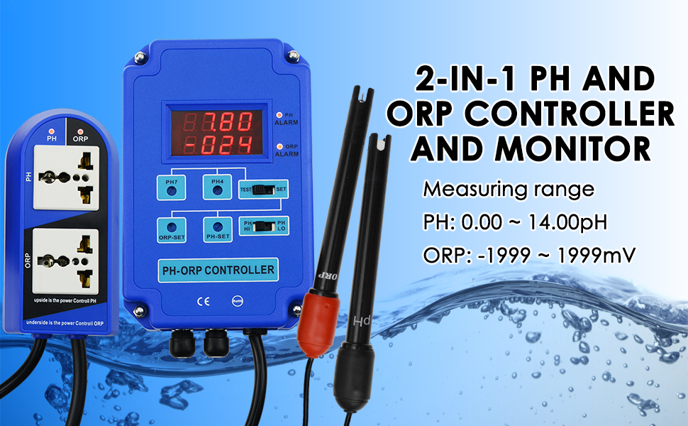 2in1 pH ORP Redox Controller Water Quality Tester