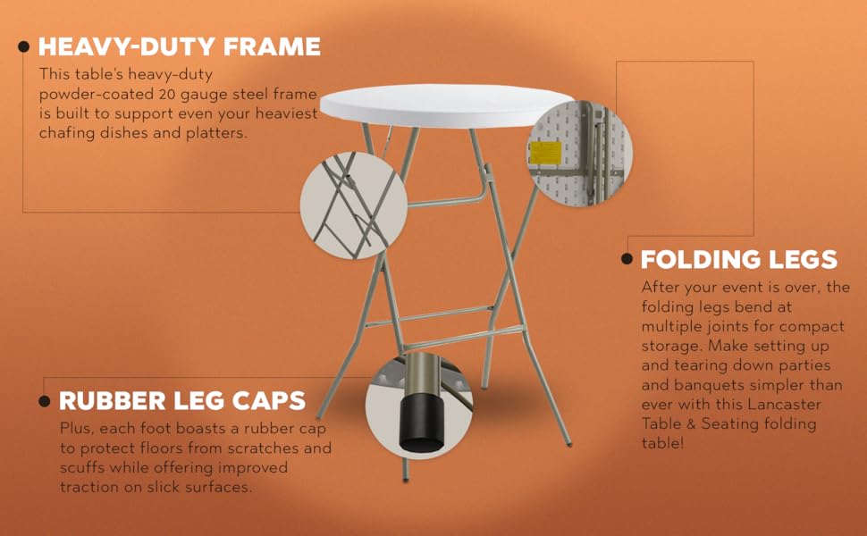 8 Pack! 32" Bar Height Round Plastic Folding Table, Bar