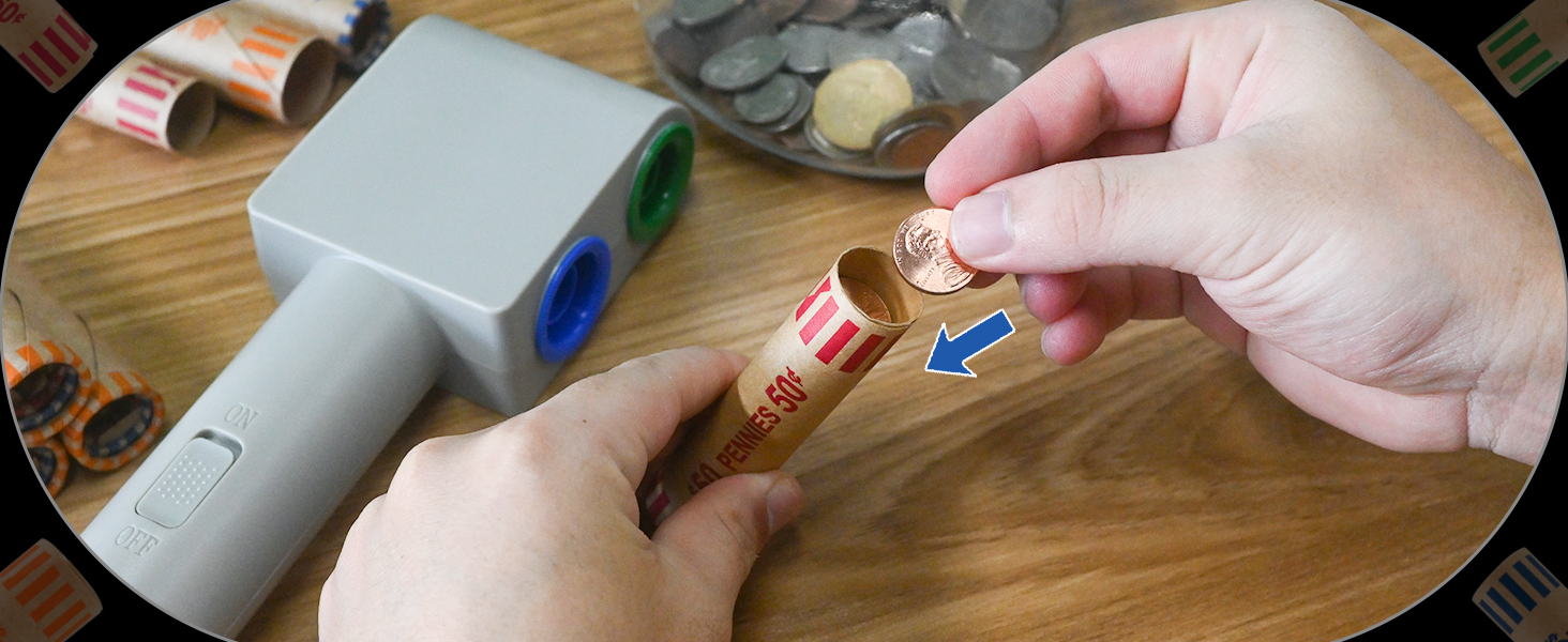 ESSENTIAL Electric Coin Wrappers Crimper, Color Coded Coin