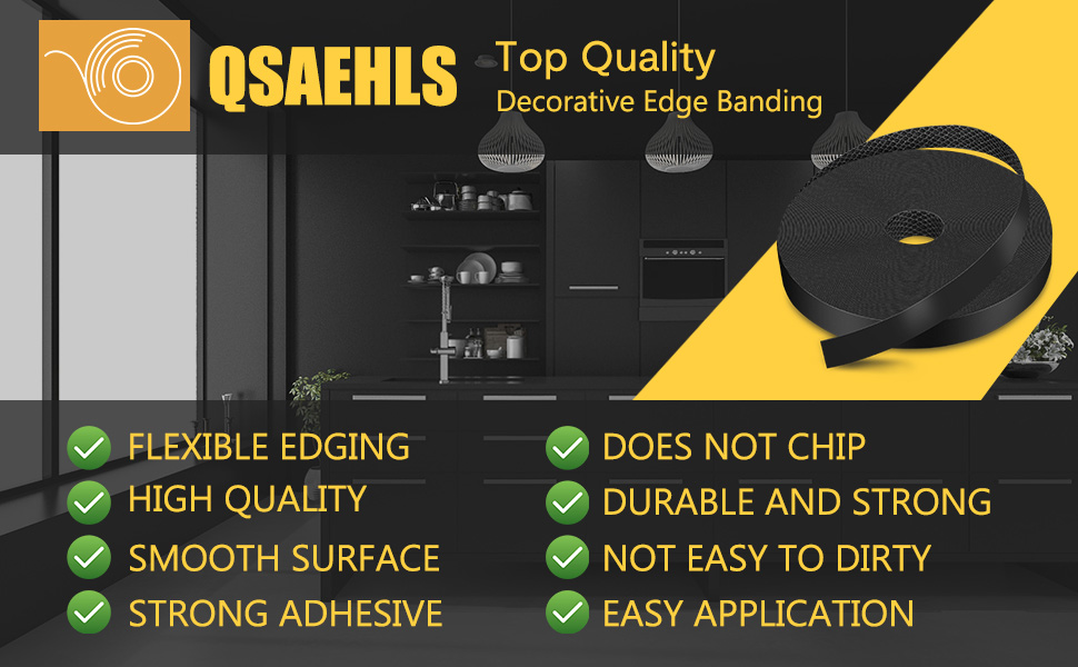 Melamine Edge Banding Black 1/2 inch X 25 ft Flexible Black Edge