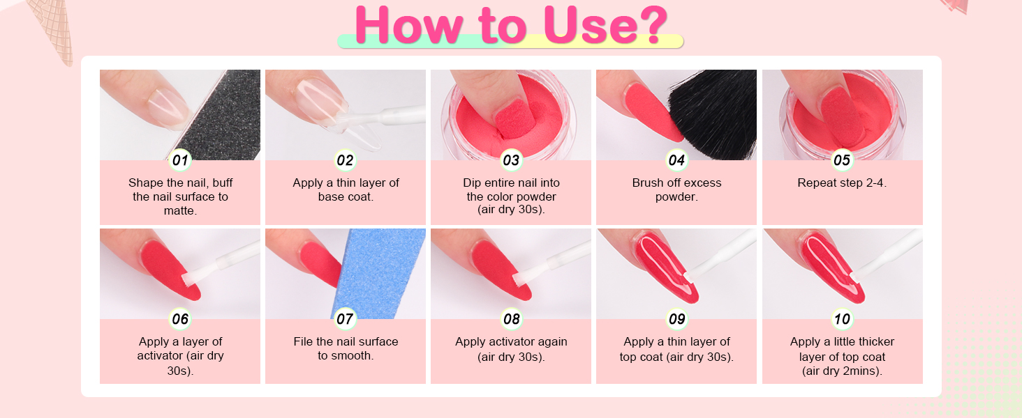 12 COLORS ALL-IN-ONE QUICK DRY DIPPING POWDER KIT Double Shiny Long-Lasting