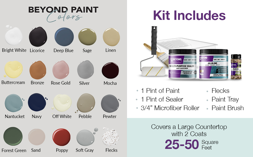 Beyond Paint Countertop Makeover Kit with Paint, Sealer, Flecks and