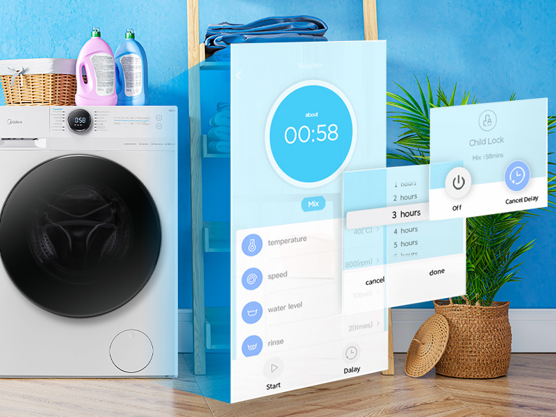 Masina de spalat rufe Midea, 8 KG 1400 RPM, Clasa A, Automatic Volume, Steam Care, Refill Function, Time Saving, Turbo Wash, SLIM, App Control, Aqua Stop, Alb, MF200W80WB-14AS 13 Programabil