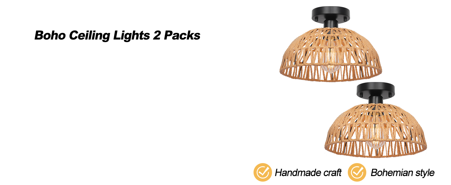 boho ceiling light fixture wicker semi flush mount light rattan lamp basket chandelier dining room