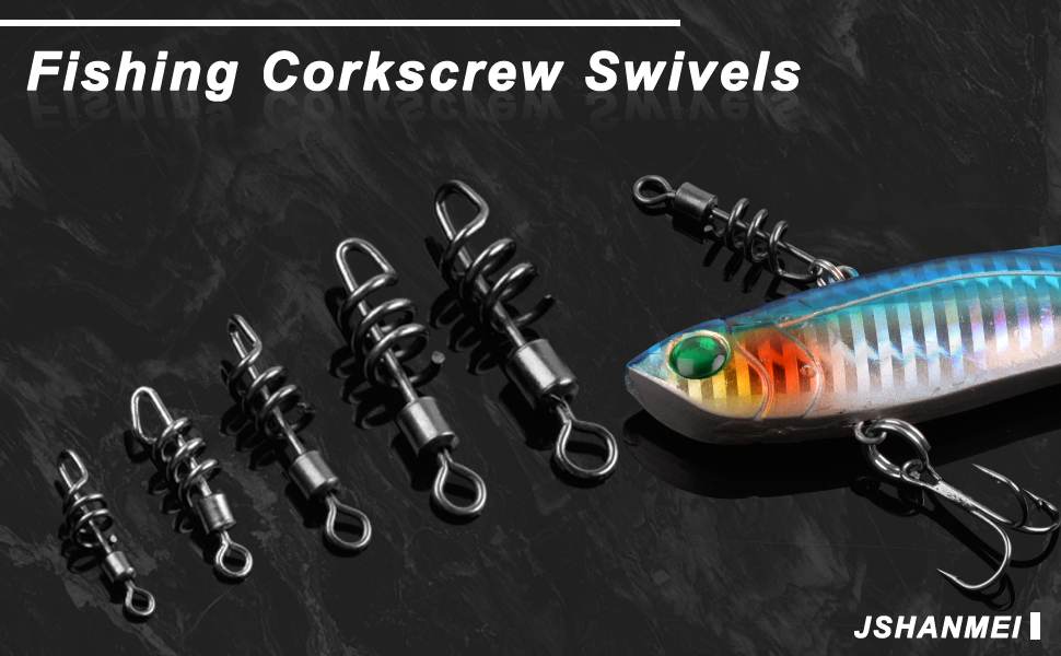 JSHANMEI Fishing Swivels Corkscrew Snap Swivels Kit 90pcs