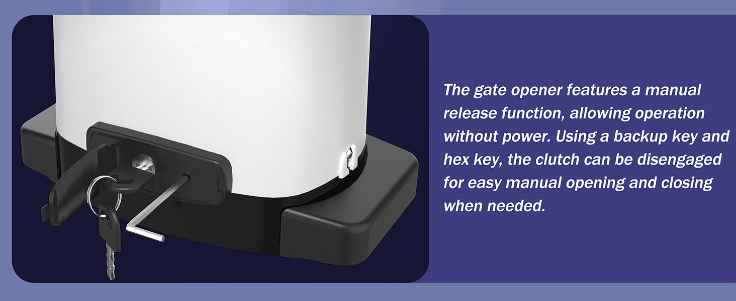 sliding gate opener manual keys included, emergency gate access