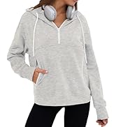 ZAFUL Womens Hoodies Half Zip Up 2025 Fall Fashion Hooded Sweatshirts with Pockets Contrast Pullo...