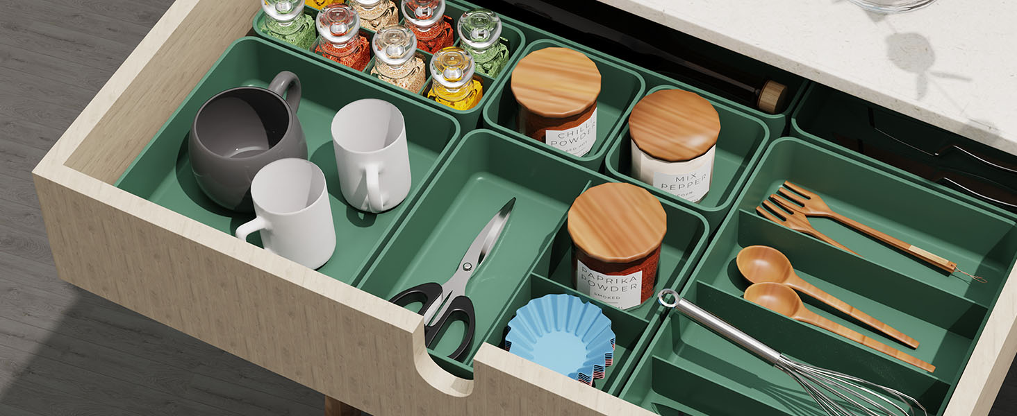 Drawer Organizer, Stackable Divider 3 Packs Makeup Organizers Bathroom Countertop