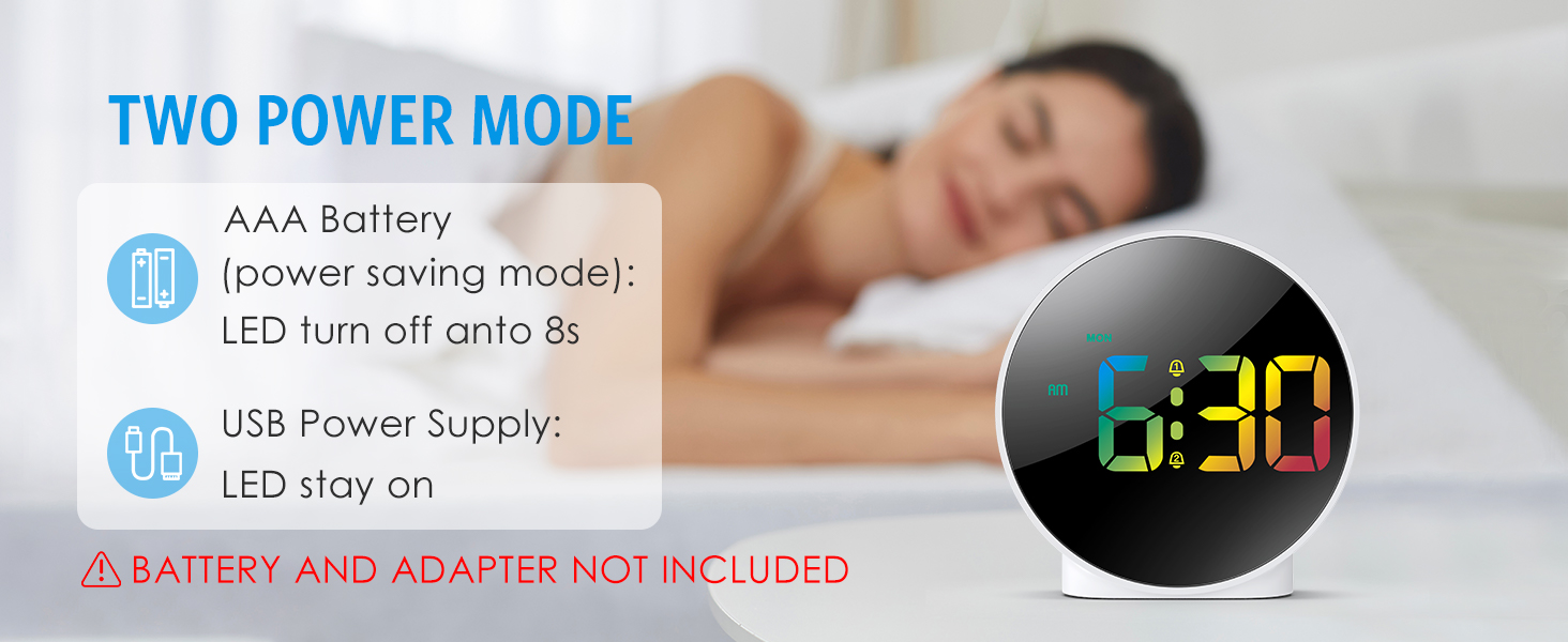 AMIR Digital Alarm Clock, LED Electronic Clock, Small Desk Clock with 2