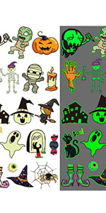 Ooopsiun Luminous Halloween Temporary Tattoos