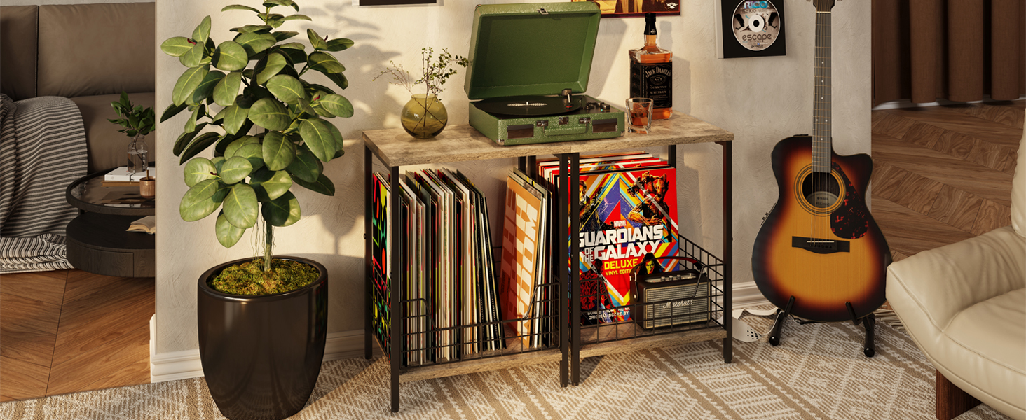 Sbanmao 2 Tier record player stand with vinyl record