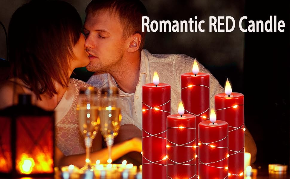 Red Flameless Candle with Remote Control LED Candle with