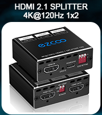 8K@60Hz HDMI 2.1 Splitter 1 in 2 Out, 4K@120Hz HDMI Splitter