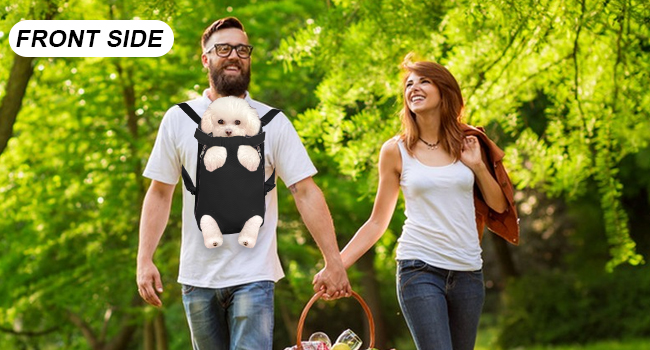 black dog front carrier bag