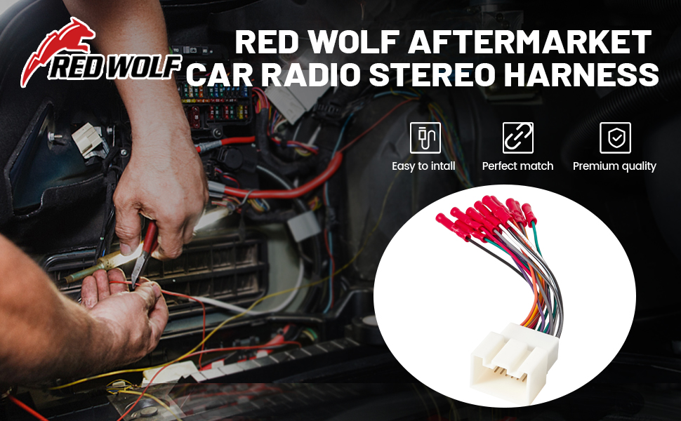 RED WOLF Stereo Wiring Harness PreInstalled Wire