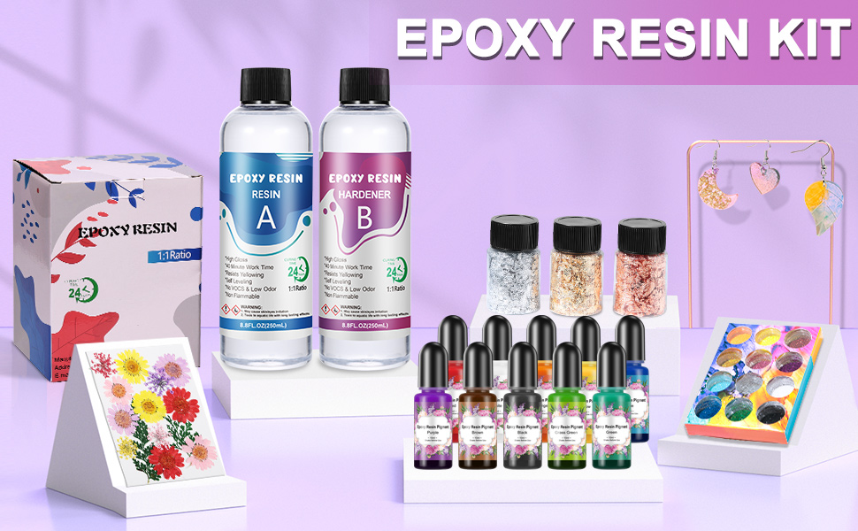 HOHONE Epoxy Resin Kits for Beginners, 2 Part 17.6oz/500ml Crystal