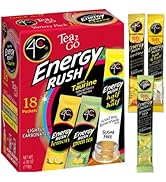 4C Energy Rush Stix, Iced Tea Variety 1 Pack, 18 Count, Single Serve Water Flavoring Packets, Sug...
