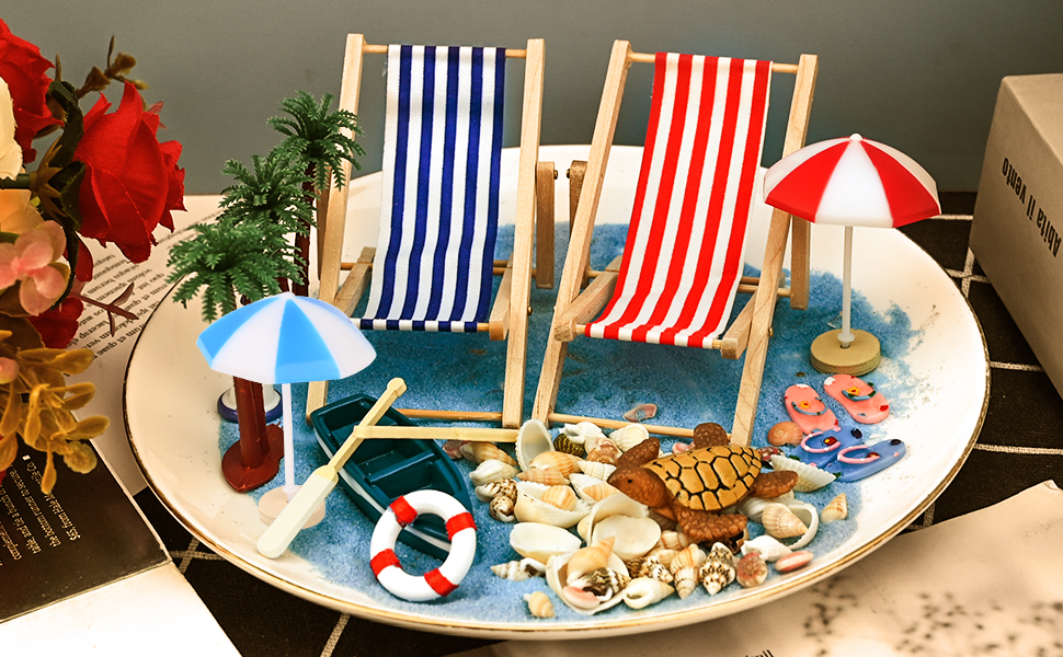 15 Pcs Beach Micro Landscape Miniature Decorations Mini Beach