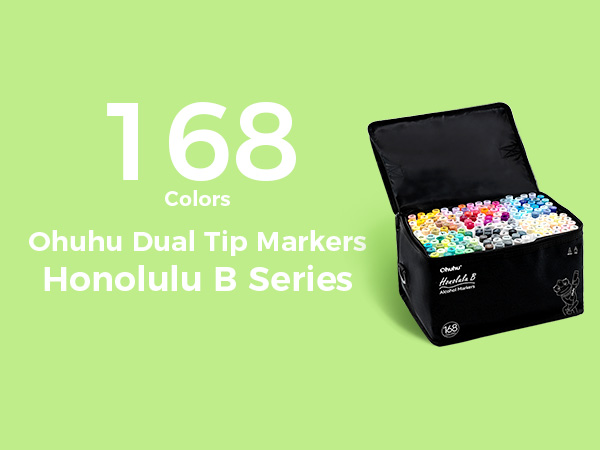 【良品】Ohuhu 168色　アルコールマーカー Amazon | Ohuhu マーカーペン 筆タイプ 168色169本 プロ愛用