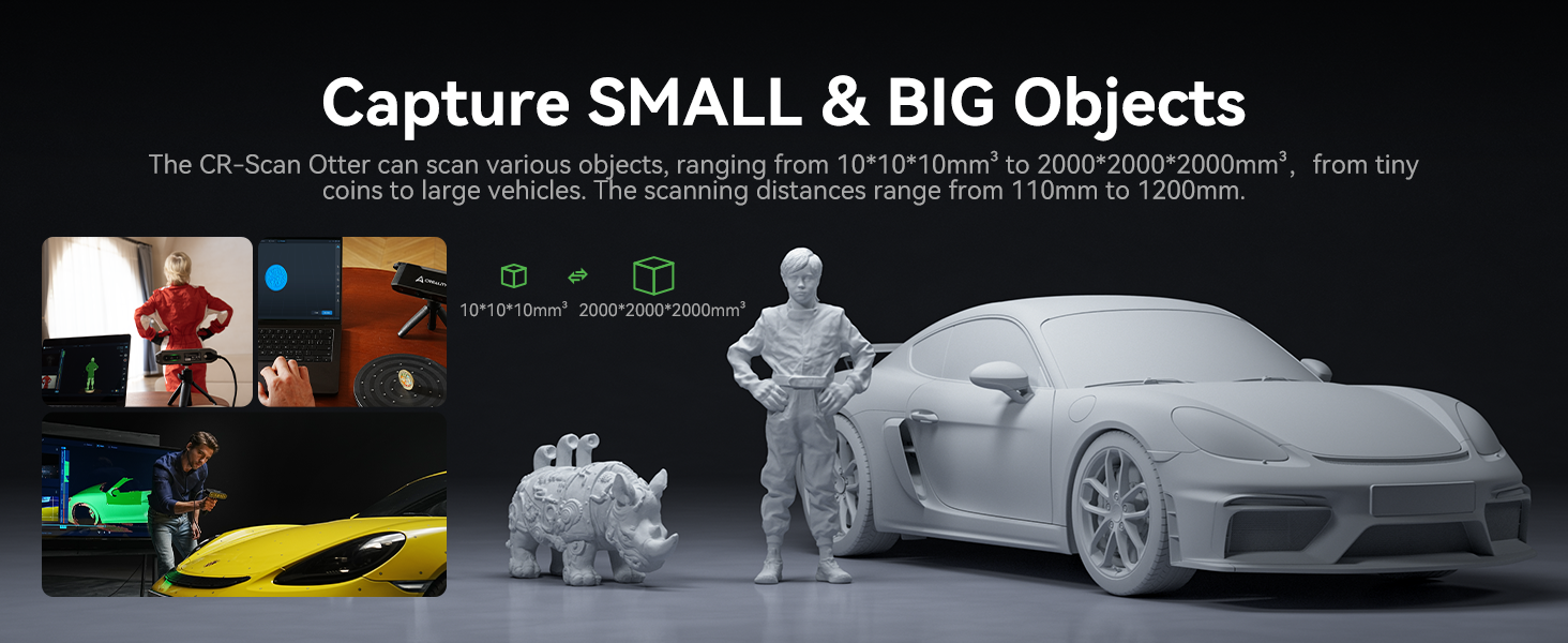 Creality CR-Scan Otter 3D Scanner for 3D Printing, Handheld 3D Printer Scanner with 4 Lens Stereo Vision 10-2000mm Range, Anti-Shake Tracking 24-Bit Full-Color for iOS Mac Windows Android 9 3d scanner