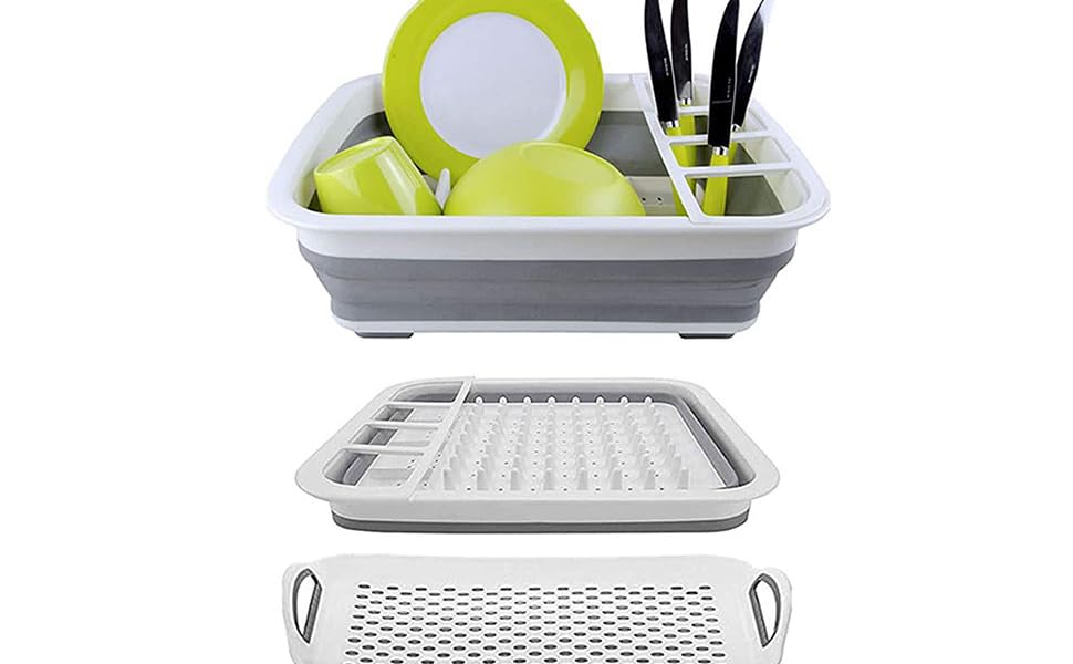 Collapsible Dish Rack and Drainboard Set Foldable Dish Drying Rack