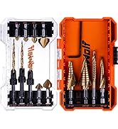NordWolf 13-Piece HSS Titanium Hex Shank Spiral Flute Step Drill, 82-Degree 3 Flutes Countersink ...