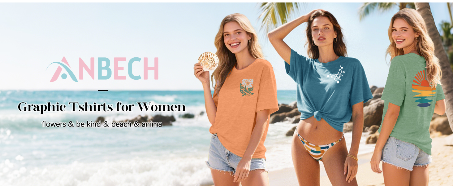 Anbech Summer Graphic Tshirts for Women