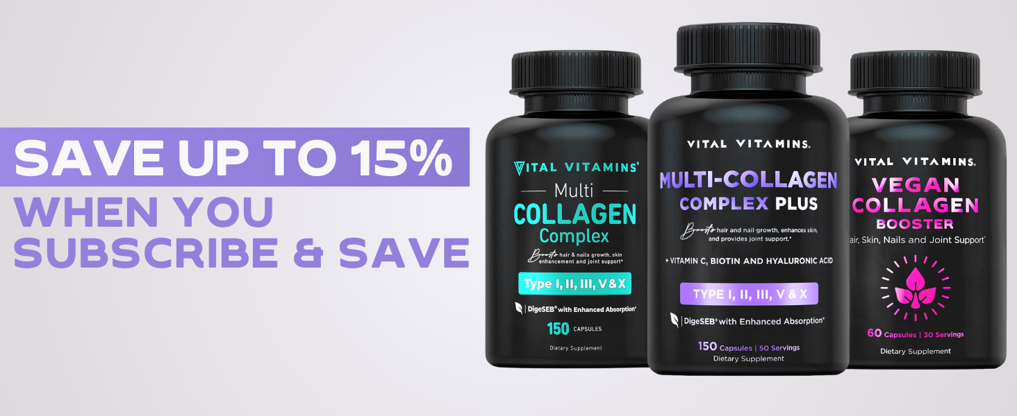 collagen complex capsules i, ii, iii, v & x colageno collagen peptides vital vitamins collagen