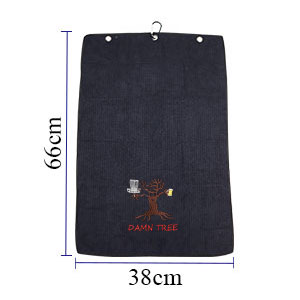 Golf Black Embroidered Towel