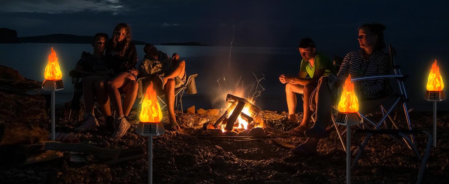 Solar Outdoor Lights with Flickering Flame
