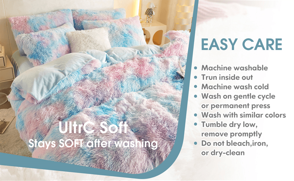 Tie dye comforter queen set , soft fluffy comforter (1 Faux