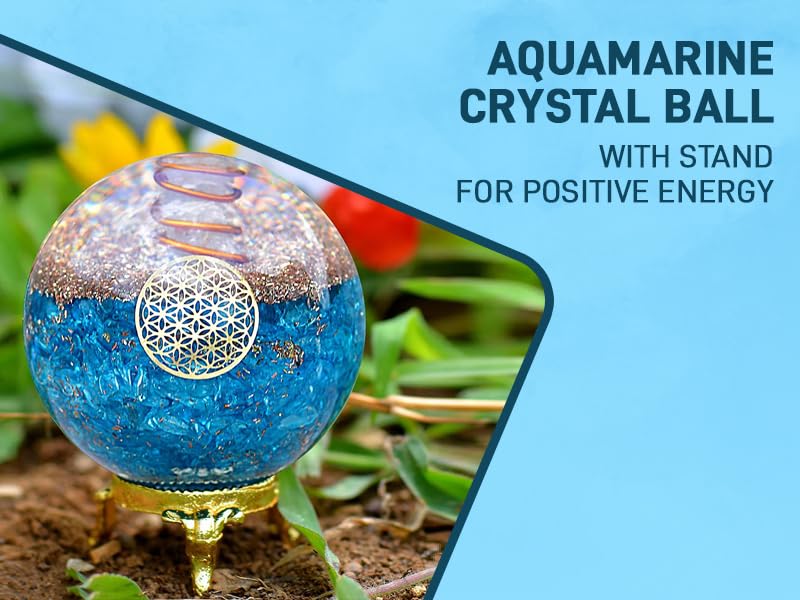 Aquamarine Crystal Ball with Stand