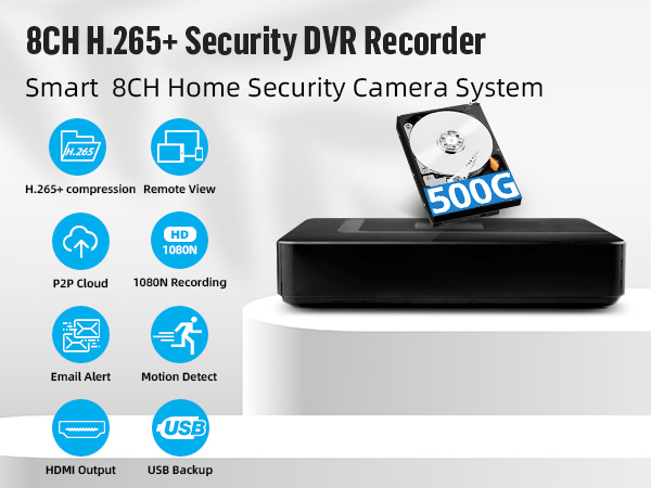 Amazon.com : 8 Channel Security DVR Recorder with 500G HDD