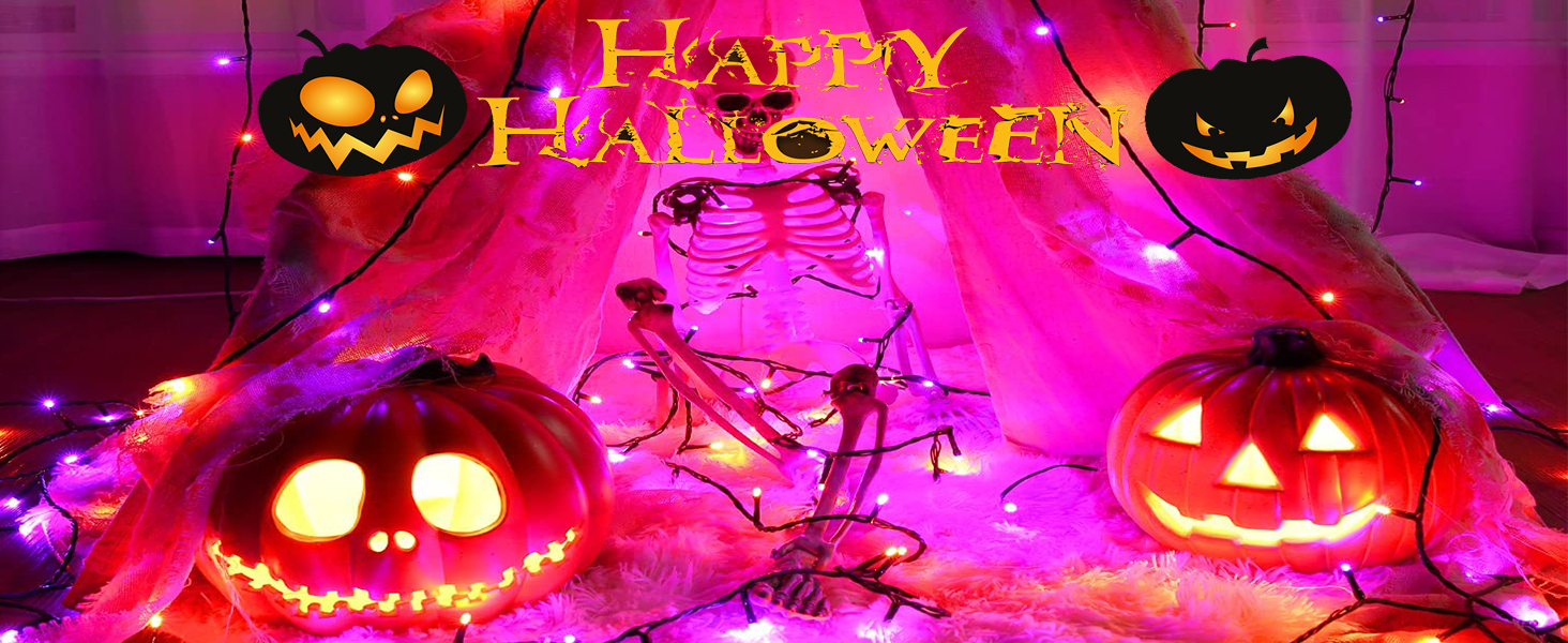 Halloween Orange & Purple Lights, 82 Feet 200 LED 8 Modes Halloween