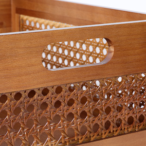 Rattan Storage Basket Set of 4 Handmade Wooden Drawer Storage Box