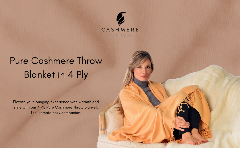 Pure cashmere throw blanket in 4 ply 