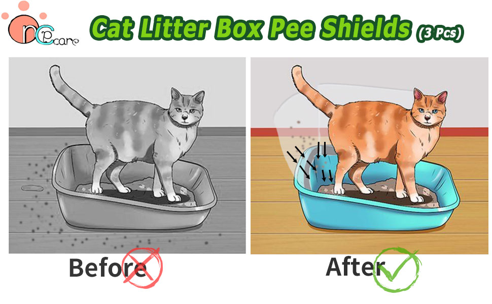 6 Pack Cat Litter Box Pee Shields, High Side Open Top Kitty