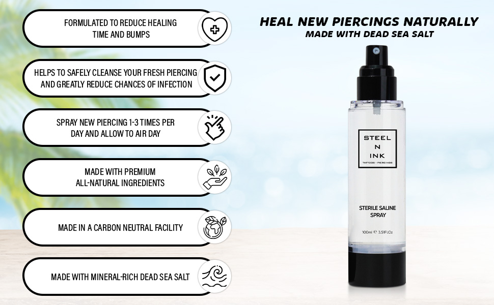 Steel n Ink Piercing Aftercare Spray 100ml Safe and