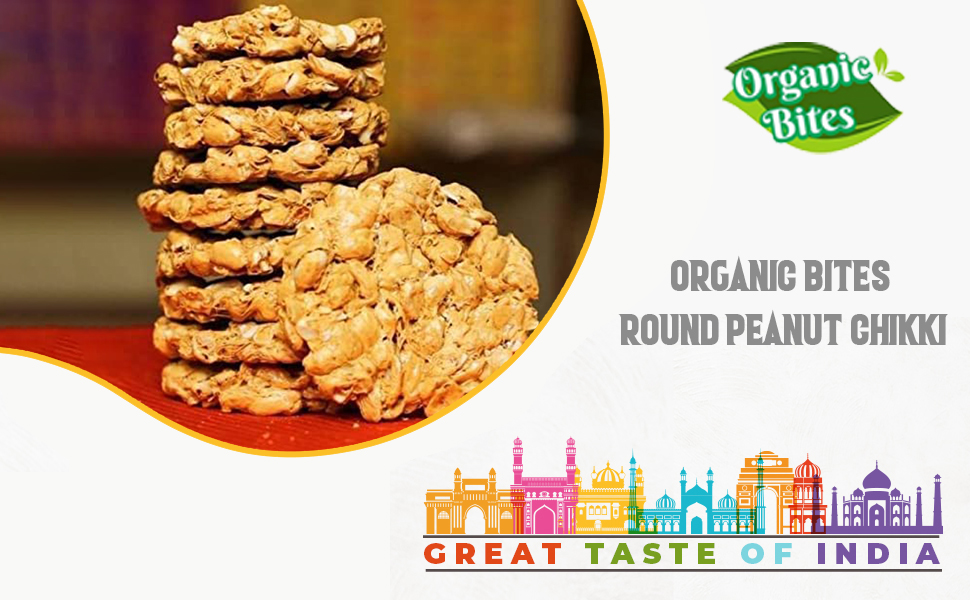 Organic Bites Round Peanut Chikki Punjabi Chikki Peanuts & Jaggery