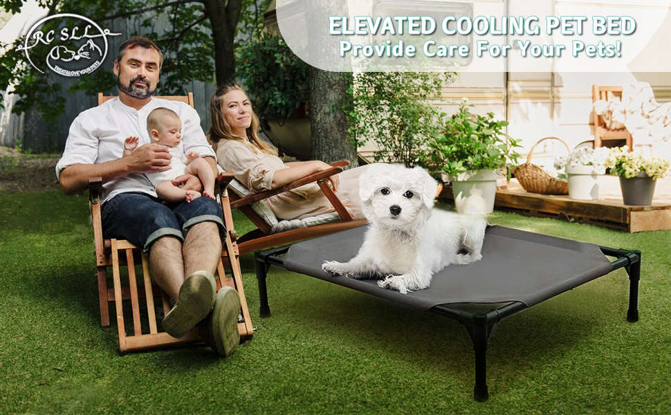 RC SLL Cooling Elevated Dog Cot Bed 32x25x7 Inch,Portable Raised Dog