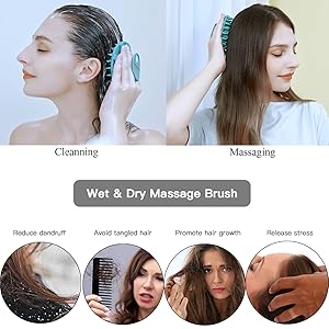 scalp scrubber massager shampoo brush hair wash dark green