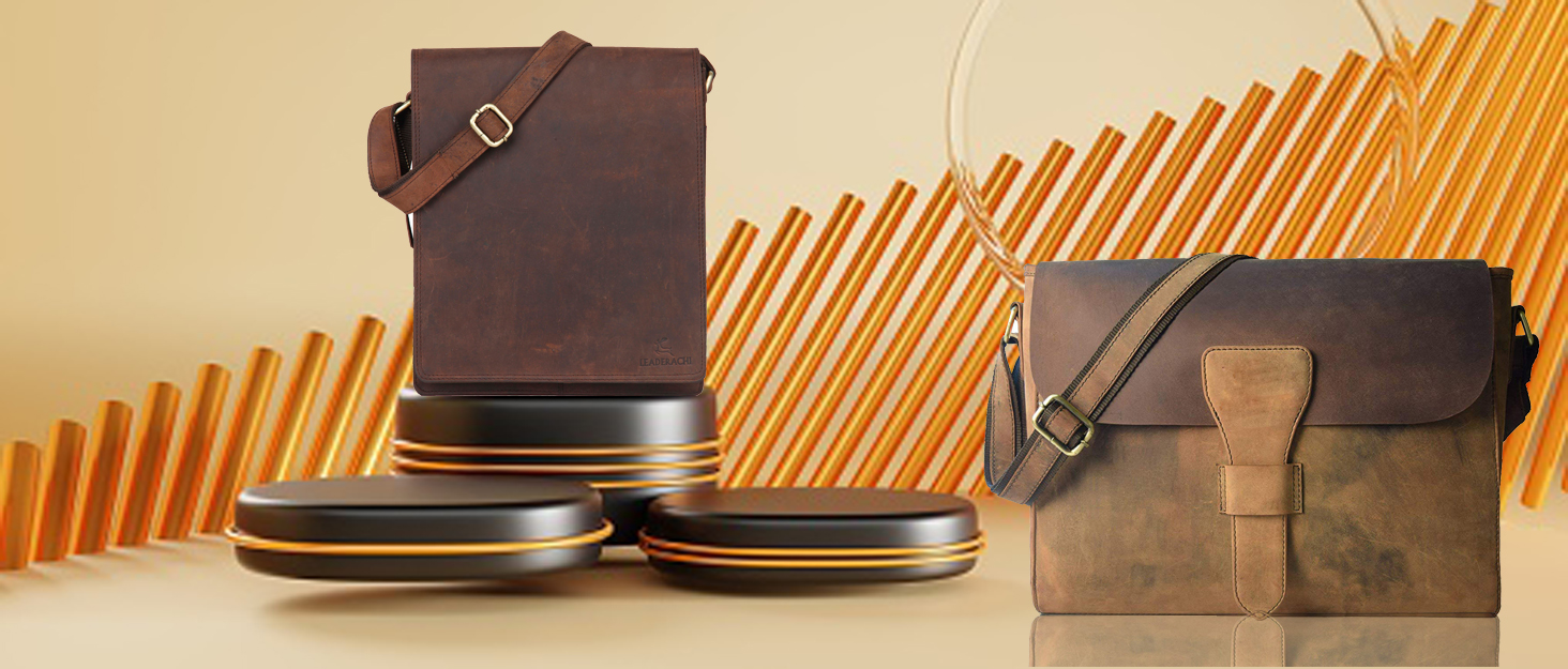 LEADERACHI Vintage Hunter Leather Crossbody Messenger Bag For Mens