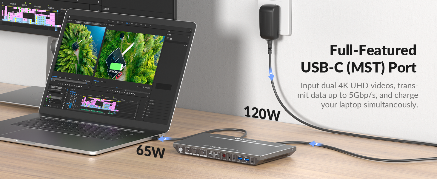 AV Access KVM Switch Dock 3 Computers 2 Monitors, 4K HDMI