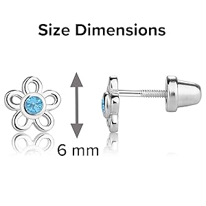 sterling silver flower earrings size dimensions 