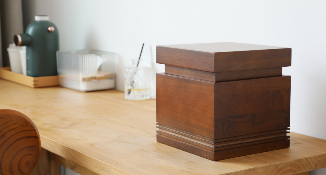 wooden urn