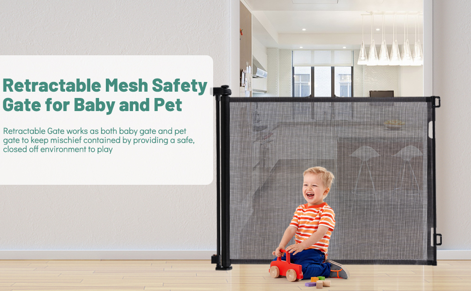 Retractable Baby Gates, 41" Extra Tall, 71" Wide Dog Gate, Child Safety Baby Gate